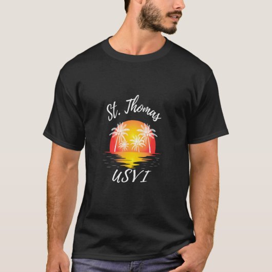 Retro Cool St Thomas Usvi Reflektion Sunset Art T-Shirt (Vorderseite)