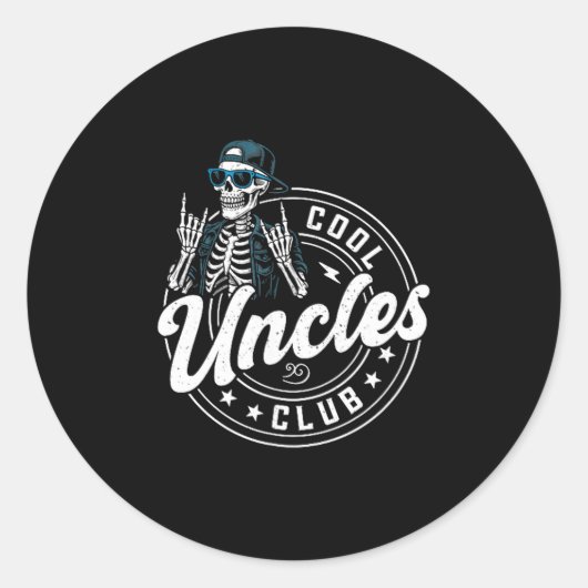 Retro Cool Uncles Club Funny Skeleton New Uncle Me Runder Aufkleber (Vorderseite)