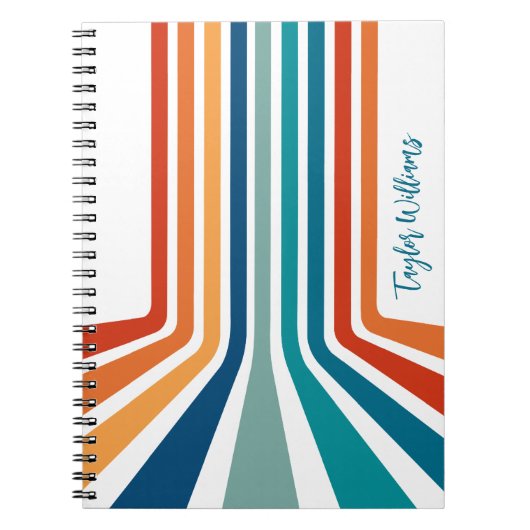 Retro Coole Bent Strips mit Ihrem Namen Notizblock (Vorderseite)