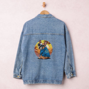 Retro Coole französische Bulldog Denim Jacket Jeansjacke