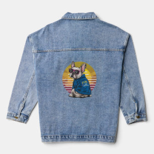 Retro Coole französische Bulldog Denim Jacket Jeansjacke