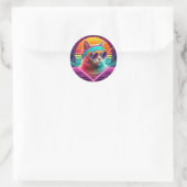 Retro Coole Katze Runder Aufkleber (Tasche)