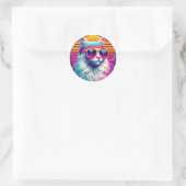Retro Coole Katze Runder Aufkleber (Tasche)