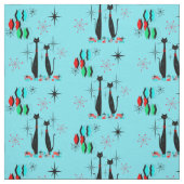 Retro Coole Katzen & Sternexplosionen Mitte Jahrhu Stoff (Muster)