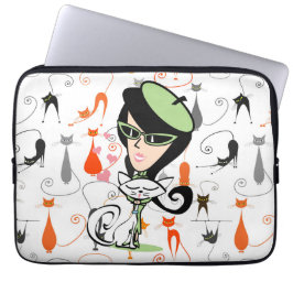 Retro Coole Katzen von Paris Laptopschutzhülle
