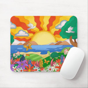 Retro Coole Landschaft Mousepad