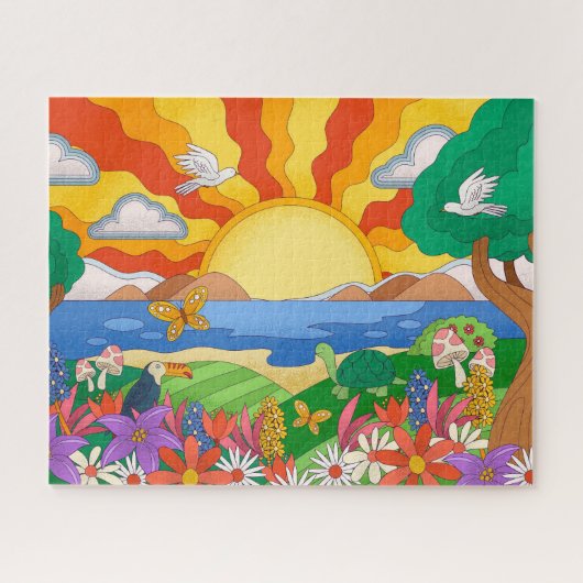Retro Coole Landschaft Puzzle (Horizontal)