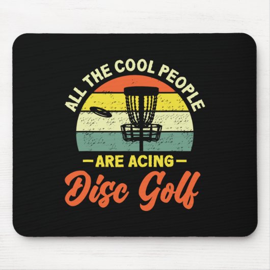 Retro Coole Leute Ace beim Disc Golf Mousepad (Vorne)
