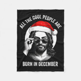 Retro Coole Leute Werden Im Dezember Christlich C  Fleecedecke