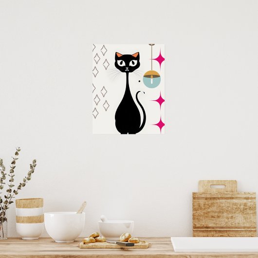 Retro Coole schwarze Katze Poster (Küche)