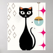 Retro Coole schwarze Katze Poster (Vorne)
