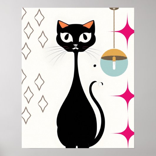 Retro Coole schwarze Katze Poster (Vorne)