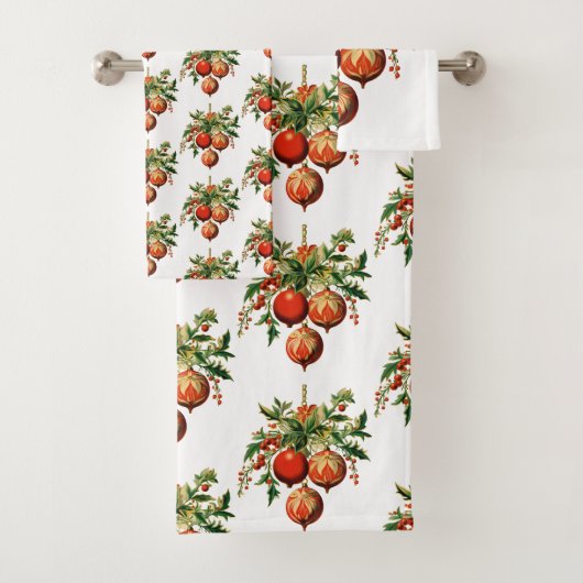 Retro Coole Weihnachtsbaumdekoration Muster Badhandtuch Set (Insitu)