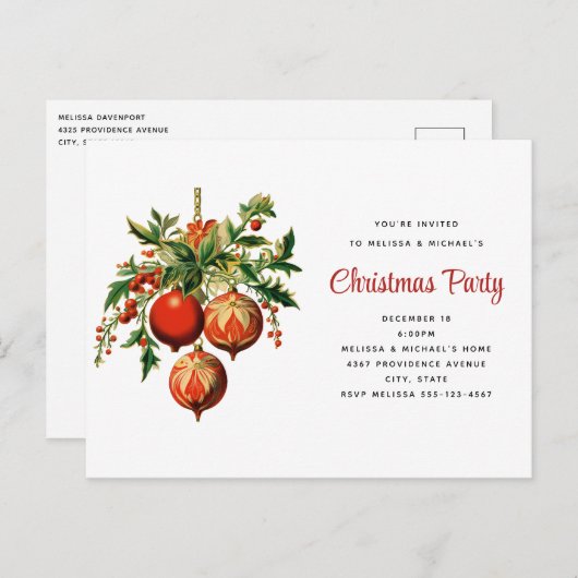 Retro Coole Weihnachtsbaumdekoration Party Postkarte (Vorne/Hinten)