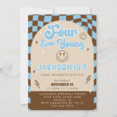 Retro Coolen Vier Jungen 4. Geburtstag Party Einladung (Vorderseite)