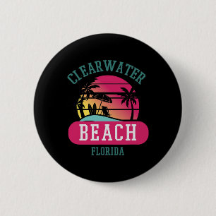 Retro Cooler Clearwater Beach Original Florida Bea Button
