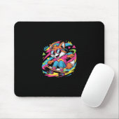 Retro Cooler Fuchs Skateboarder Funky Vintage Skat Mousepad (Mit Mouse)