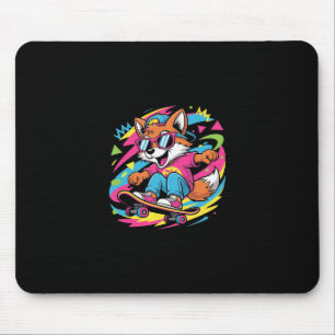 Retro Cooler Fuchs Skateboarder Funky Vintage Skat Mousepad
