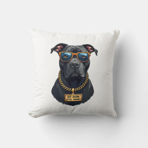 Retro cooler Pitbull in Sonnenbrille mit Goldkette Kissen