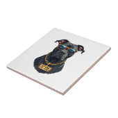 Retro cooler Pitbull mit Sonnenbrille und Goldkett Fliese (Seite)