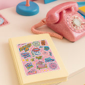 Retro-Cooler Vortrag Kein Text rosa Aufkleber