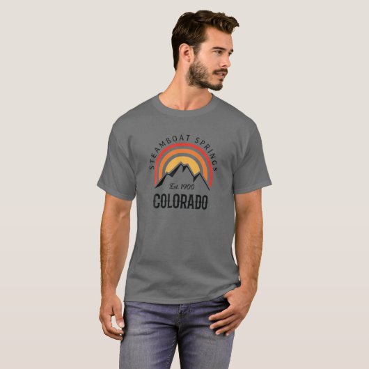 Retro Cooles Dampfboot Springs CO Rocky Mountains T-Shirt (Vorne ganz)