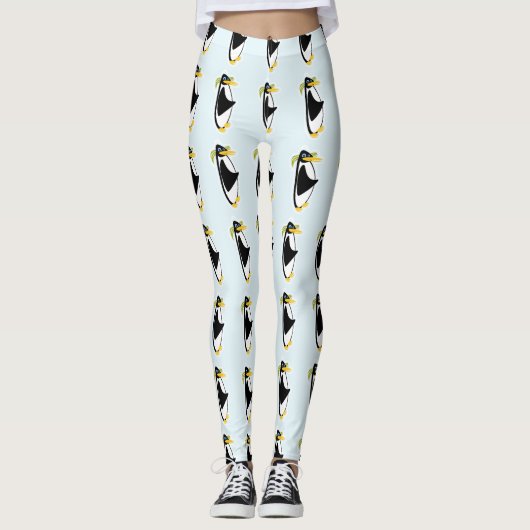 Retro Cooles Penguin Cartoon Design Mitte des Jahr Leggings (Vorderseite)