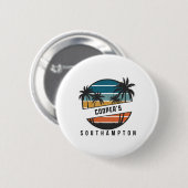 Retro Cooper's Beach Southampton Surfbrett Surfen Button (Vorne & Hinten)