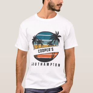 Retro Cooper's Beach Southampton Surfbrett Surfen T-Shirt