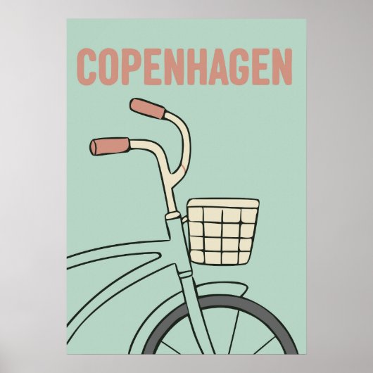 Retro Copenhagen Bicycle Art – Minimal Preppy Styl Poster (Vorne)