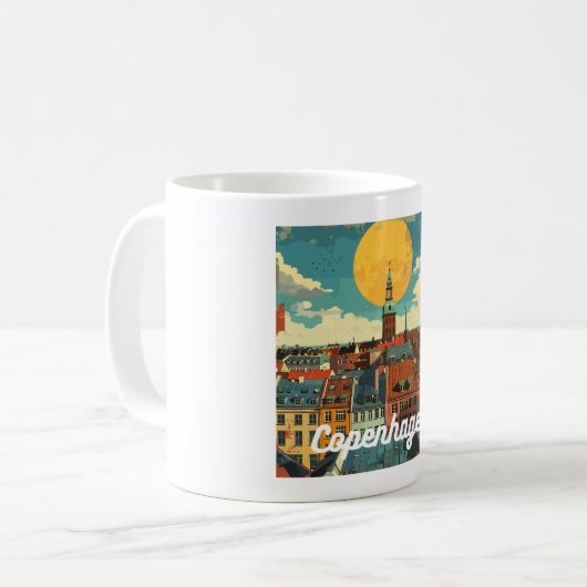 Retro Copenhagen Skyline Kaffeetasse (Vorderseite Links)