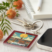 Retro Copenhagen Skyline Schlüsselanhänger (Vorderseite rechts)