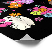 Retro Coquette Boo Ghost Bow Pumpkin Blume Hallo Poster (Ecke)