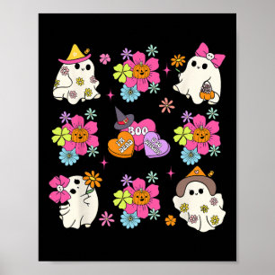 Retro Coquette Boo Ghost Bow Pumpkin Blume Hallo Poster