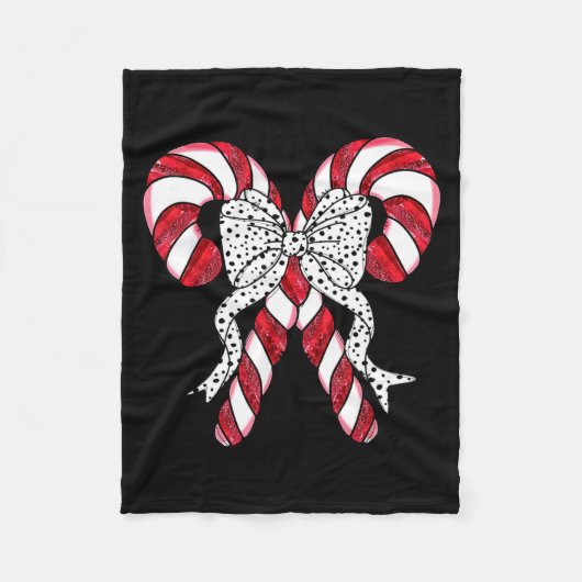 Retro Coquette Bow Candy Cane Christmas Season Wom Fleecedecke (Vorderseite)
