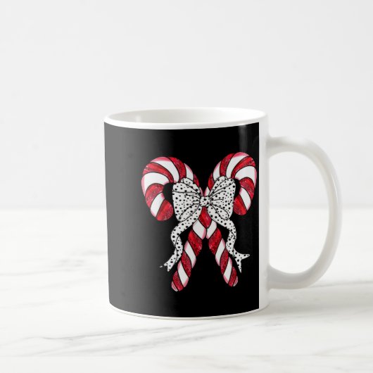 Retro Coquette Bow Candy Cane Christmas Season Wom Kaffeetasse (Rechts)