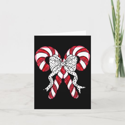Retro Coquette Bow Candy Cane Christmas Season Wom Karte (Vorderseite)
