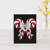 Retro Coquette Bow Candy Cane Christmas Season Wom Karte (Gelbe Blume)