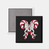 Retro Coquette Bow Candy Cane Christmas Season Wom Magnet (Vorderseite/Rückseite)