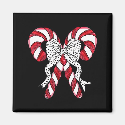 Retro Coquette Bow Candy Cane Christmas Season Wom Magnet (Vorne)