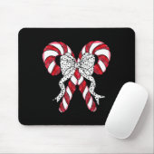 Retro Coquette Bow Candy Cane Christmas Season Wom Mousepad (Mit Mouse)