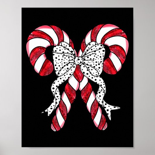 Retro Coquette Bow Candy Cane Christmas Season Wom Poster (Vorne)