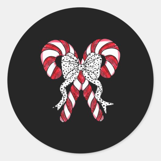 Retro Coquette Bow Candy Cane Christmas Season Wom Runder Aufkleber (Vorderseite)