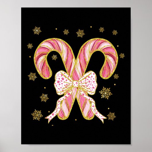 Retro Coquette Bow Candy Cane Weihnachtssaison Wom Poster (Vorne)