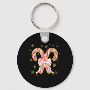 Retro Coquette Bow Candy Cane Weihnachtssaison Wom Schlüsselanhänger