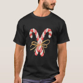 Retro Coquette Bow Candy Cane Weihnachtssaison Wom T-Shirt (Vorderseite)