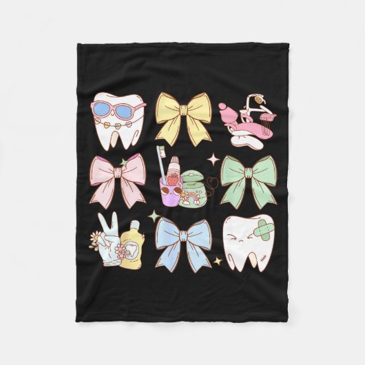 Retro Coquette Bow Dental Hygienist Teeth Dentist  Fleecedecke (Vorderseite)