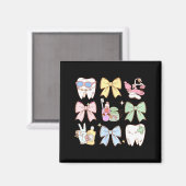 Retro Coquette Bow Dental Hygienist Teeth Dentist  Magnet (Vorderseite/Rückseite)