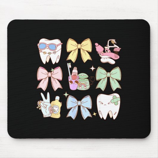 Retro Coquette Bow Dental Hygienist Teeth Dentist Mousepad (Vorne)