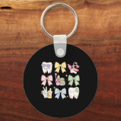 Retro Coquette Bow Dental Hygienist Teeth Dentist  Schlüsselanhänger (Vorderseite)